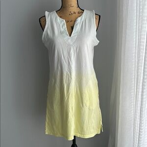 Lands' End White and Yellow Midi Dress